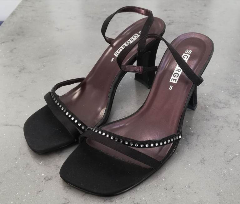 Brand new size 5 black satin sandals