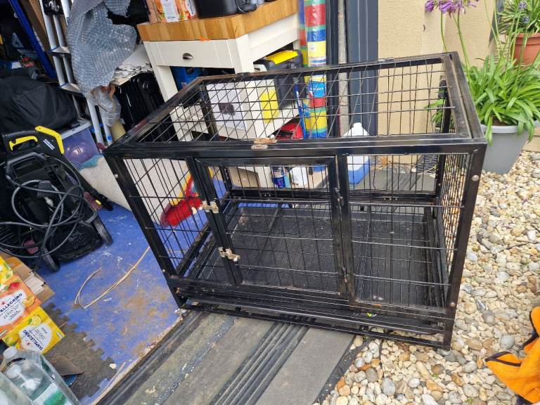 Large Metal Sturdy Dog Cage with Wheels and Brakes 