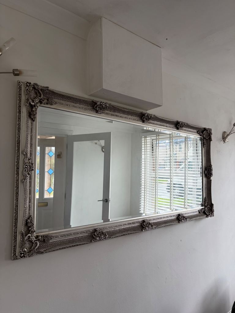 Large Ornate Silver Framed Wall Mirror