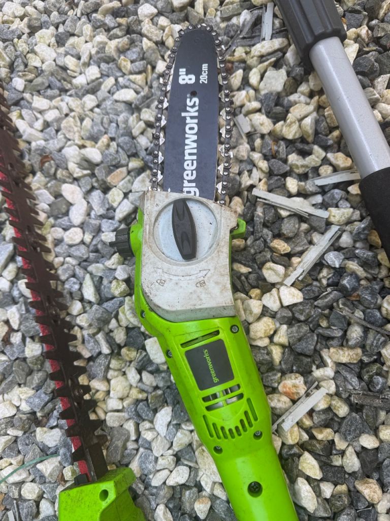 Greenworks hedge trimmer/ chainsaw
