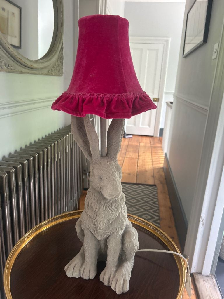 Hare Table Lamp with Pink Velvet Shade