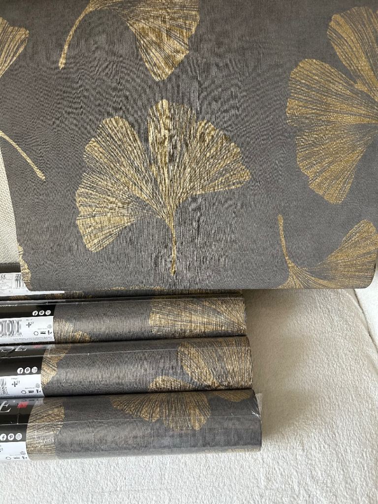 5 rolls Arthouse Ginkgo Textured Vinyl Wallpaper – 5 NEW Rolls