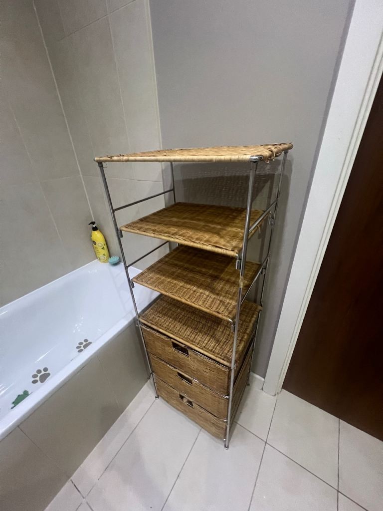 Rattan Basket Storage Unit with Metal Frame