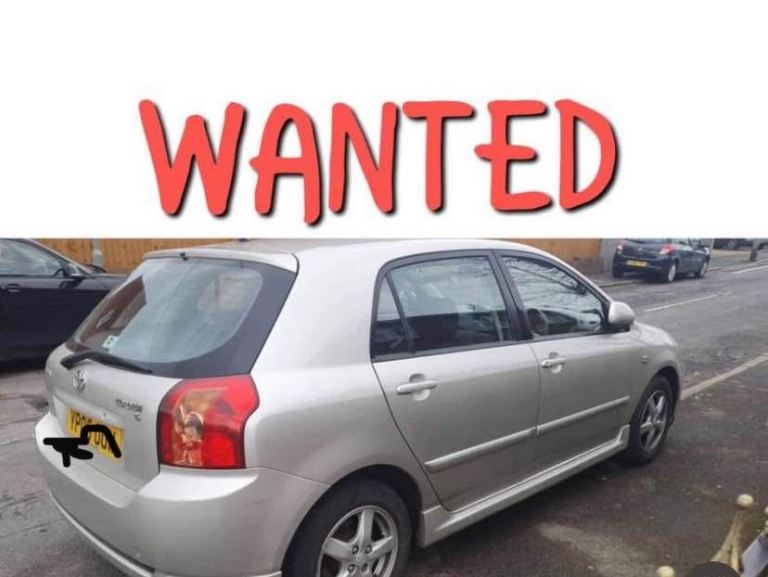Wanted. Toyota corolla vvti cash waiting 