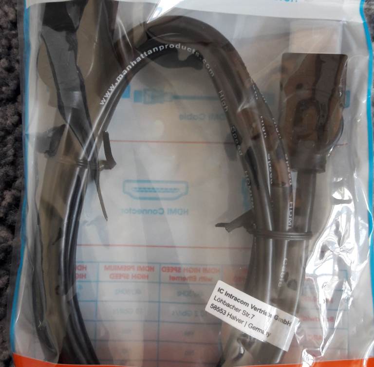 Cable sealed in polybag – Manhattan High Speed HDMI BRAND NEW UNUSED – post or collect