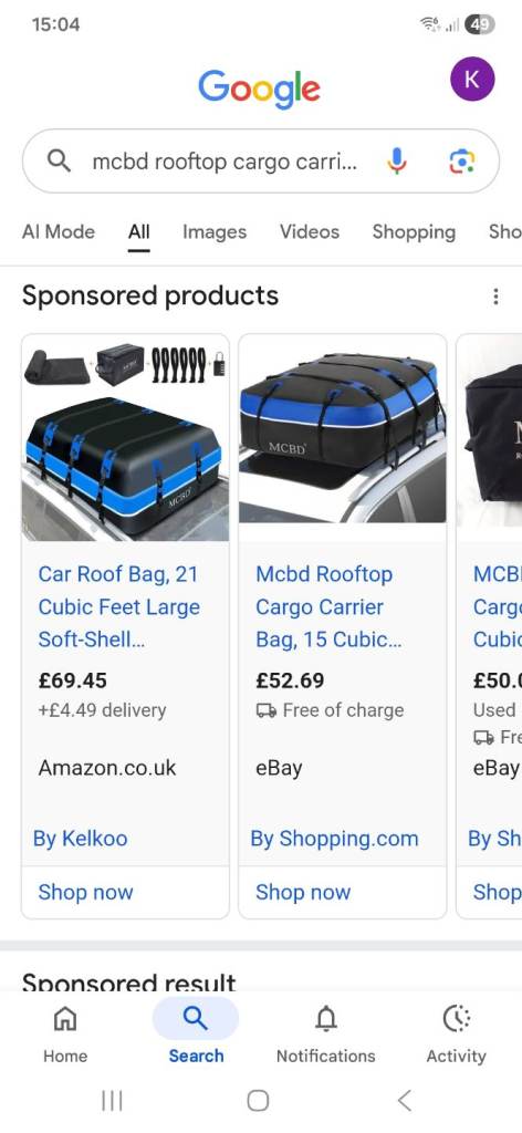 Car roof storage