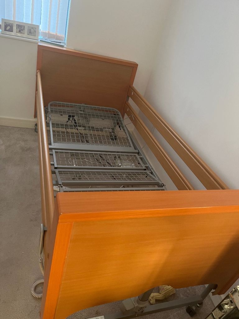 Adjustable Wooden Single Bed Frame with Remote Control  and safety guard 