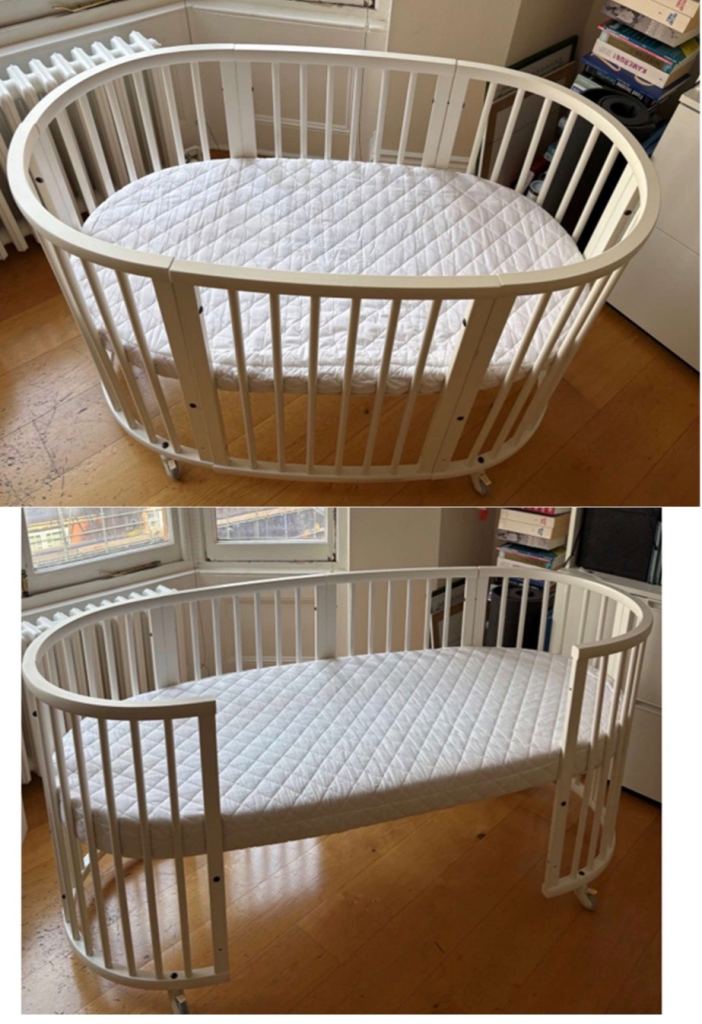 Stokke V2 Sleepi 3-in-one bed plus junior extension in white - 2 mattresses included
