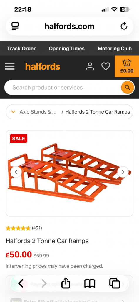 Halfords 2 tonne car ramps 