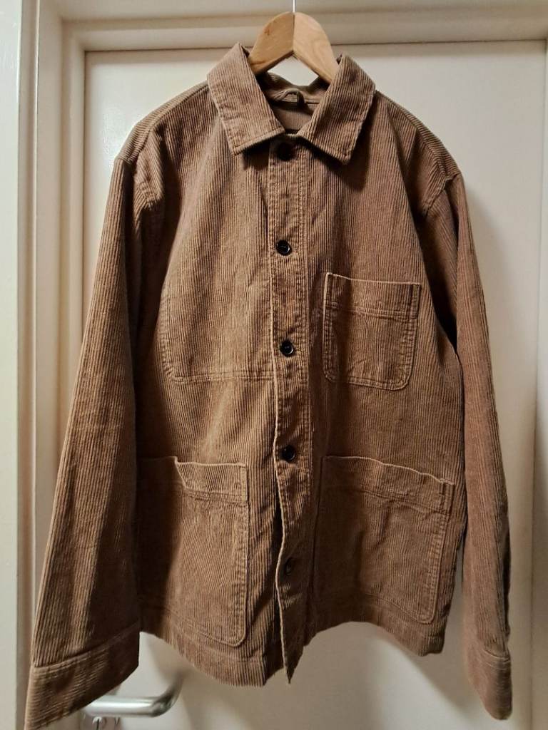 H&M Men's Milk Chocolate Brown Corduroy Shacket/Chore Coat. Large, pre-owned.