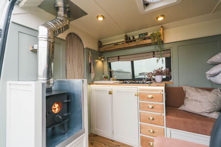 Unique, Bespoke VW Crafter Campervan with Log Burner | Fully Equipped