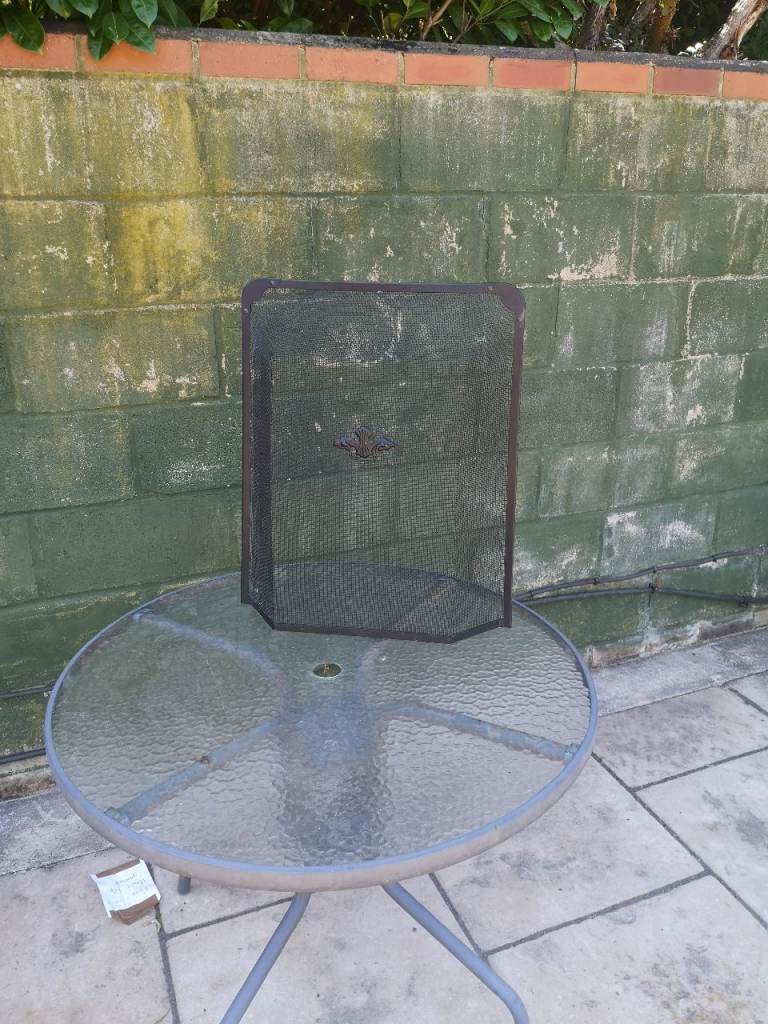 Black Metal Fire Guard / Spark Screen – Fair Condition