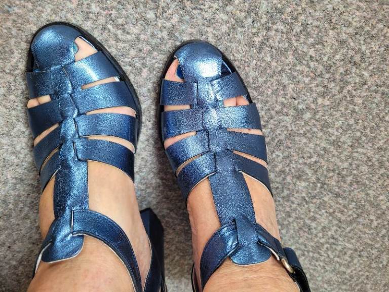 Metallic Blue Leather Fisherman Sandals - As Good As New