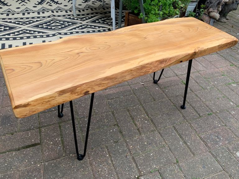 Rustic solid live edge chunky cedar wood coffee table