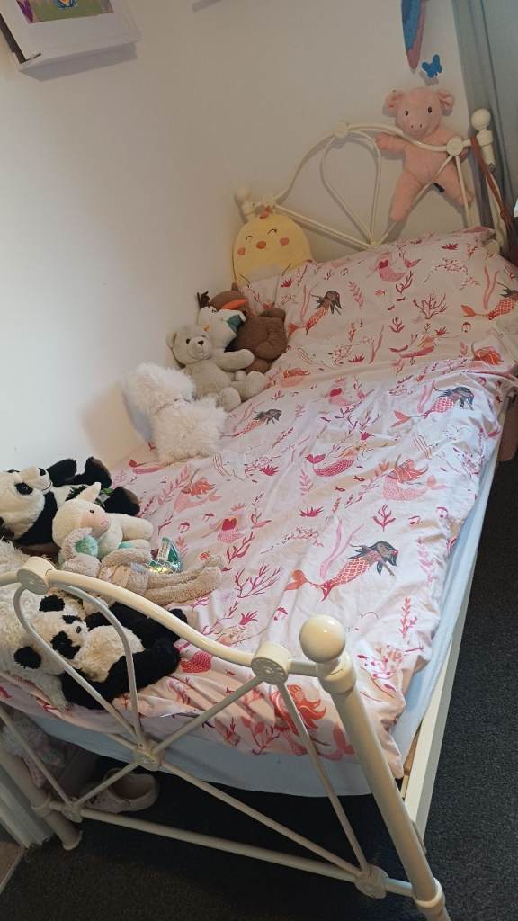 Two metal framed single beds