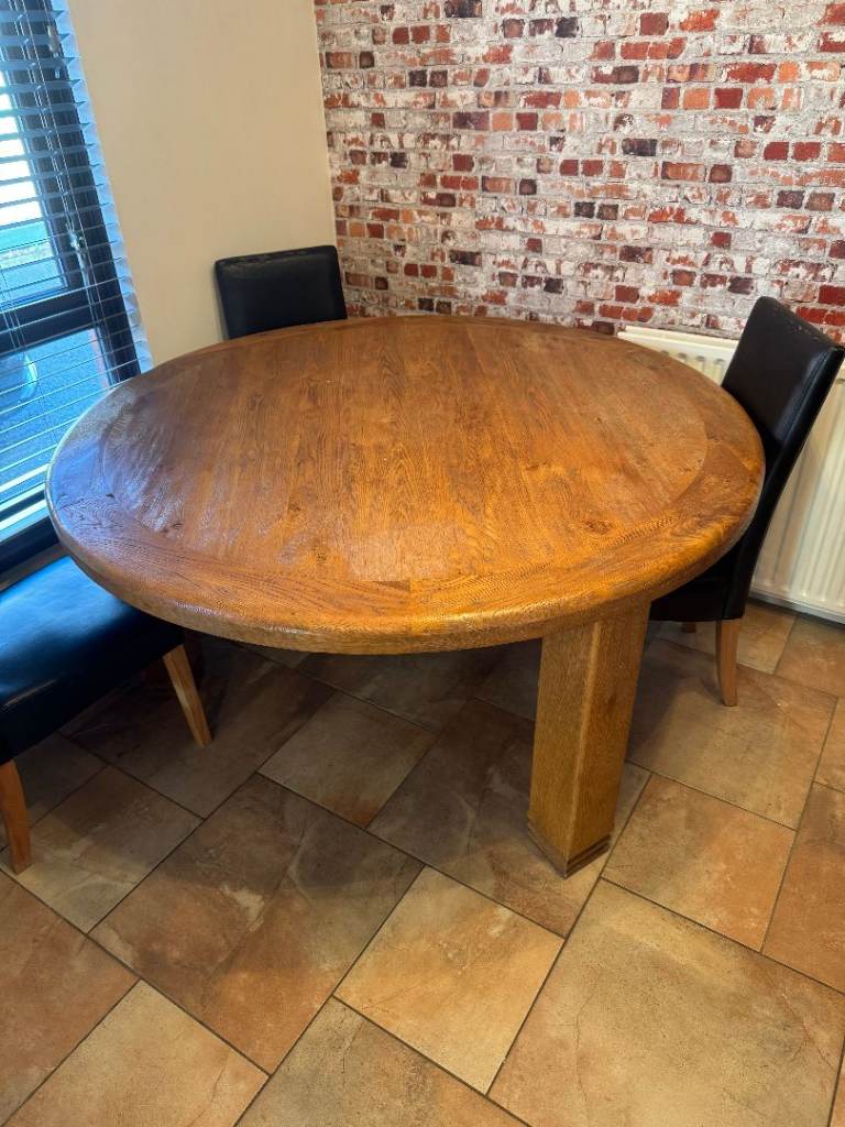 Large Round Solid Wood Dining Table