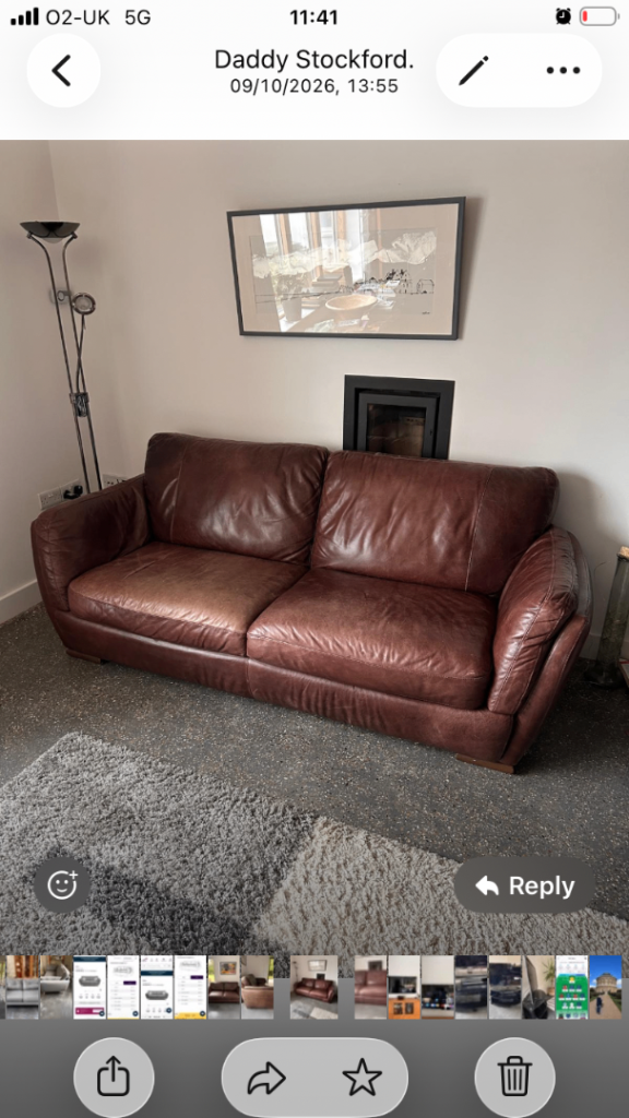 Barker and Stonehouse Brown Leather Sofa – Good Condition