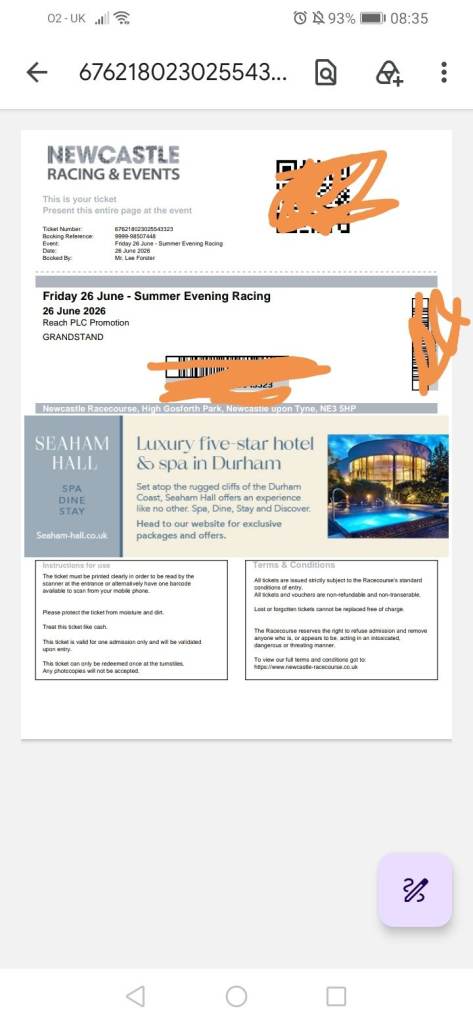 Newcastle Racing & Events Ticket – Friday 26 June Evening