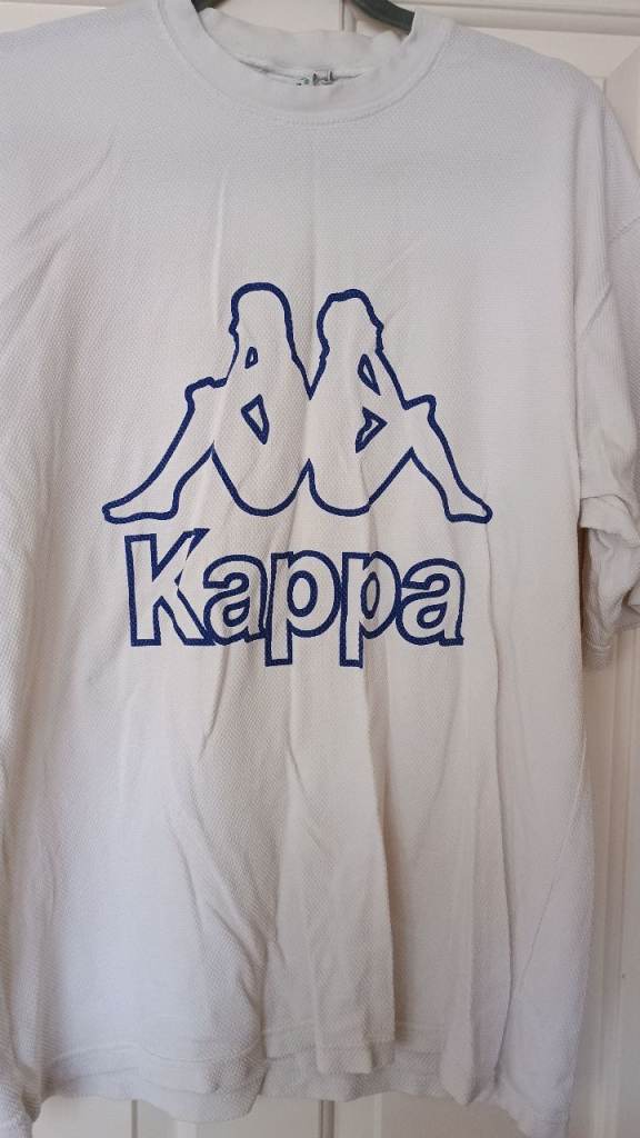 White Kappa T-Shirt with Blue Logo – Good Condition