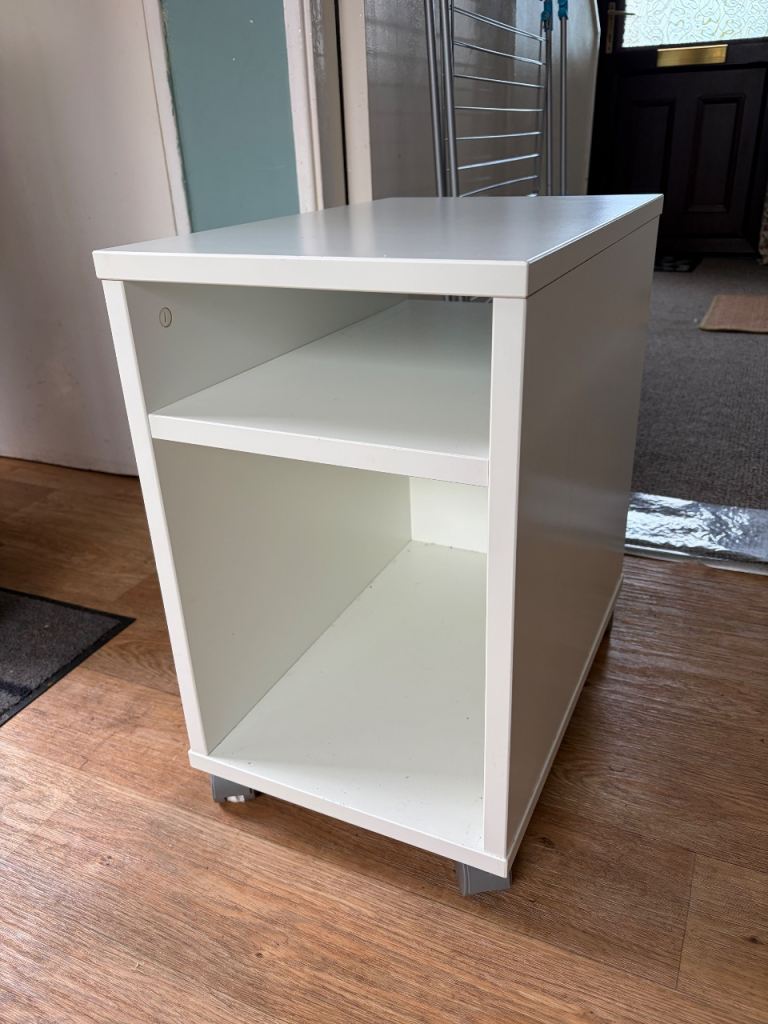 White Ikea Storage Unit on Wheels – Good Condition