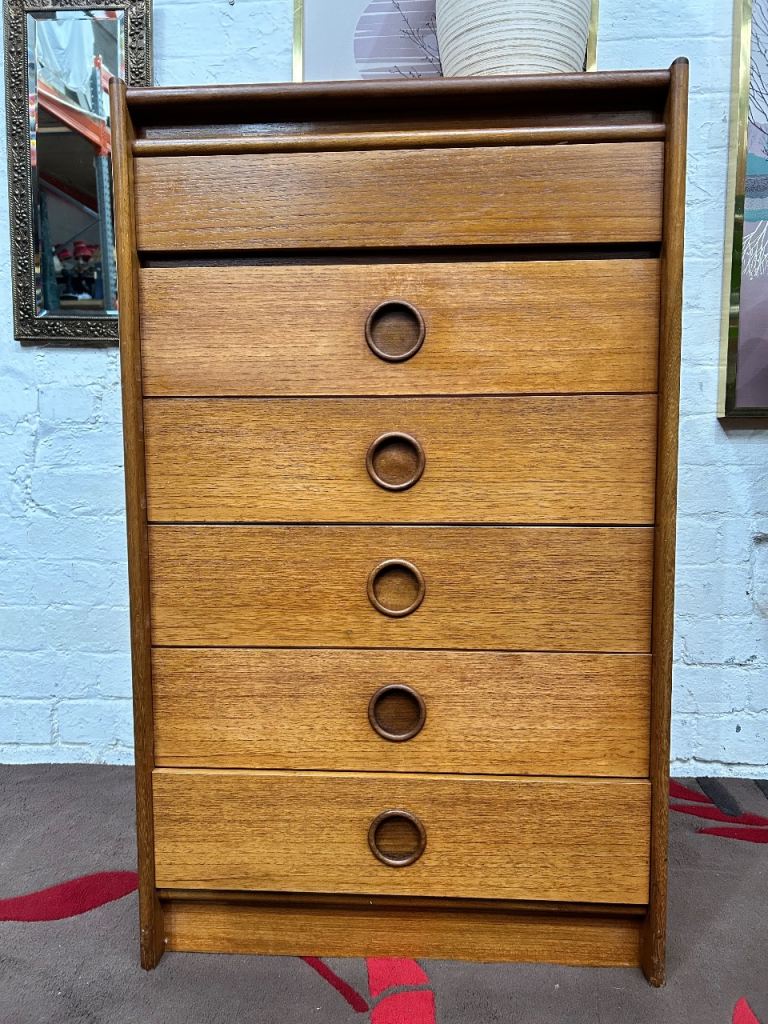 Late 1960’s Bath Cabinet Makers Teak Chest Of Drawers