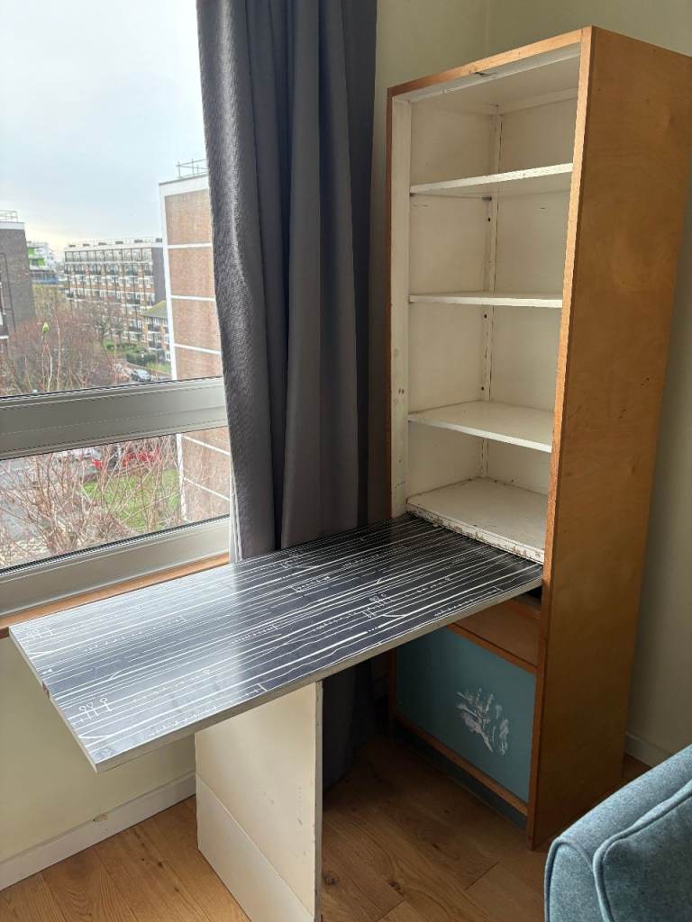 Vintage Kandya Solid Wood Mid-Century Drop-Down Desk/Bookshelf - Project Piece