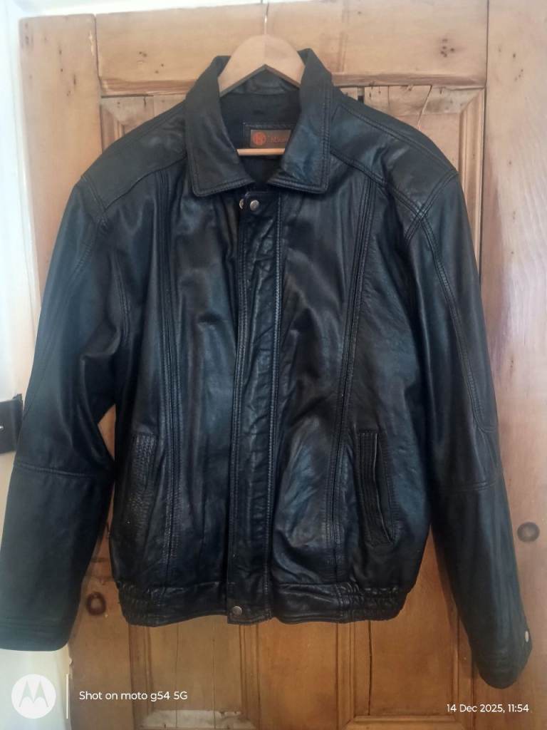 Mens black leather jacket 