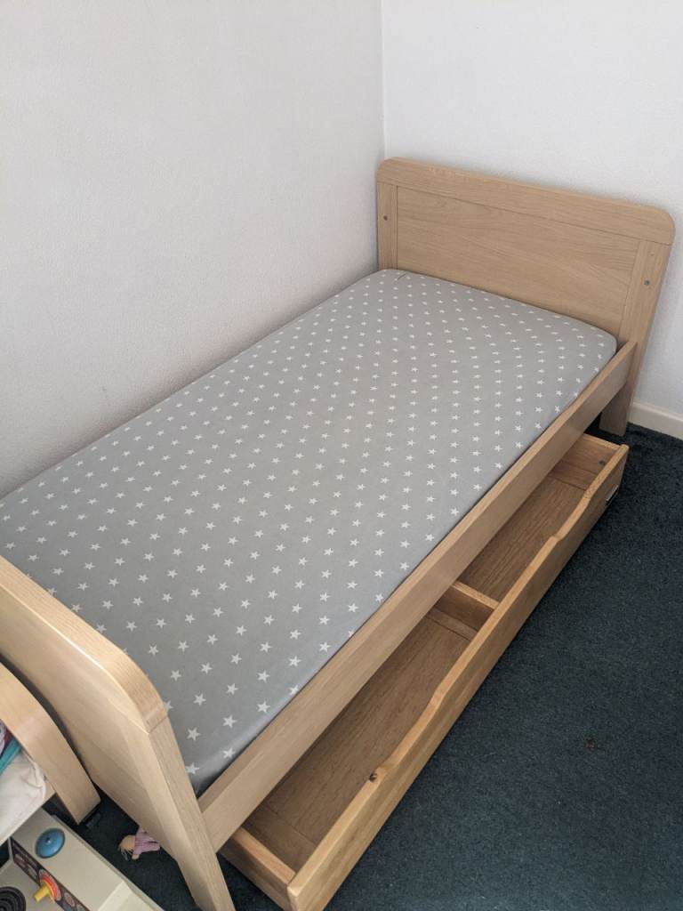 Kids Childs Single Wooden Bed Frame with Handy Underbed Storage