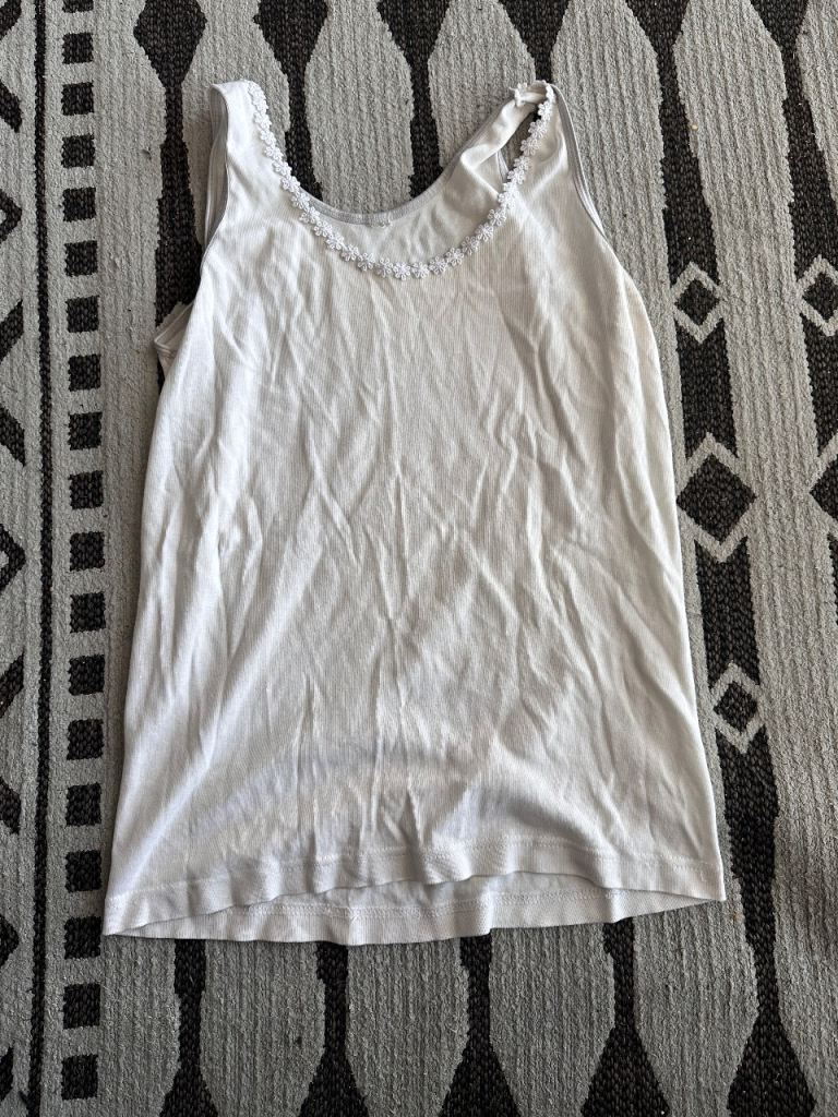 White Vest Top with Lace Trim 
