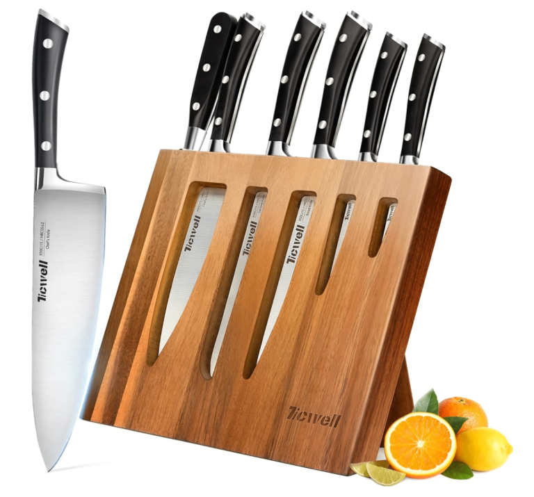 7-Piece Kitchen Knife Set with Wooden Block – Stainless Steel (Nearly New)