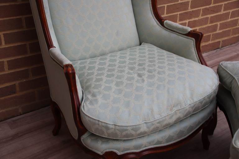 Wesley Barrell French Wingback Armchair with Footstool (UK Delivery)