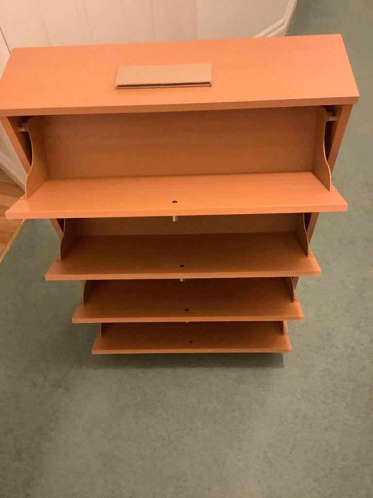 Used 200 CD Storage Beech Watsons Cupboard With 4 Tilting Drawers RRP £99