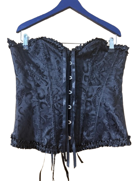 image for Black Brocade Lingerie Set Corset & Panties Set. Size M. Brand New.