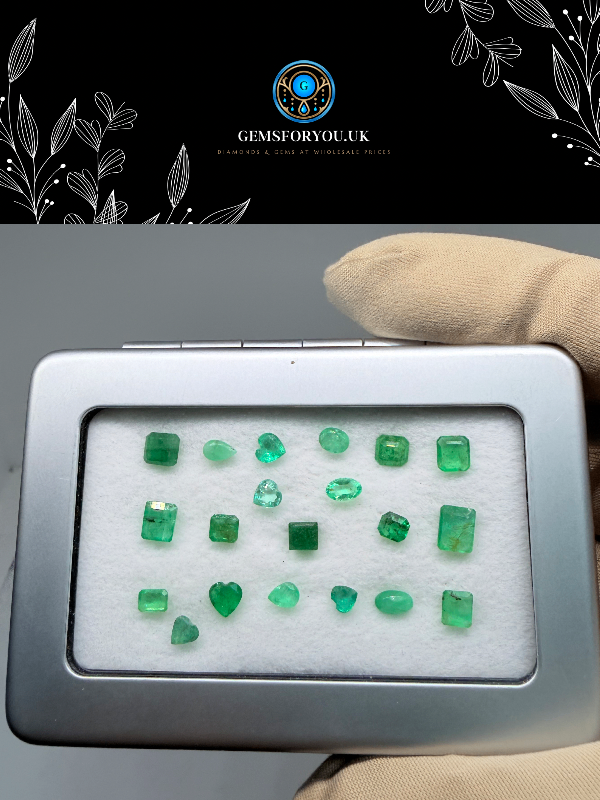 6.46CT natural emeralds faceted mixed parcel mixed colours mixed origins sizes between 4mm x 6mm