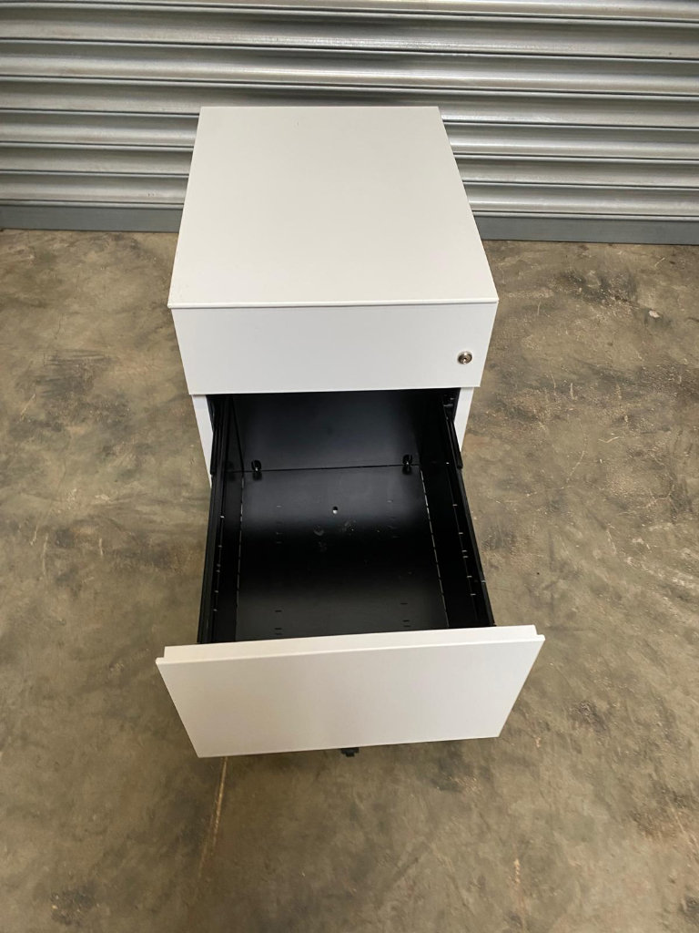 Matt White 2 Drawer Mobile Metal Pedestal with Filing Drawer - 2OOF-ST-1245