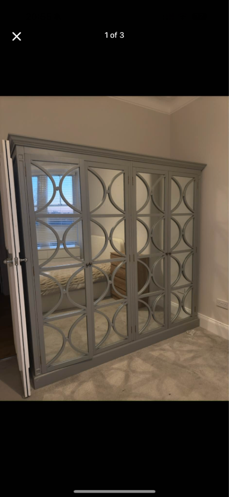 Double grey mirrored wardrobe - Ascot Furniture Range