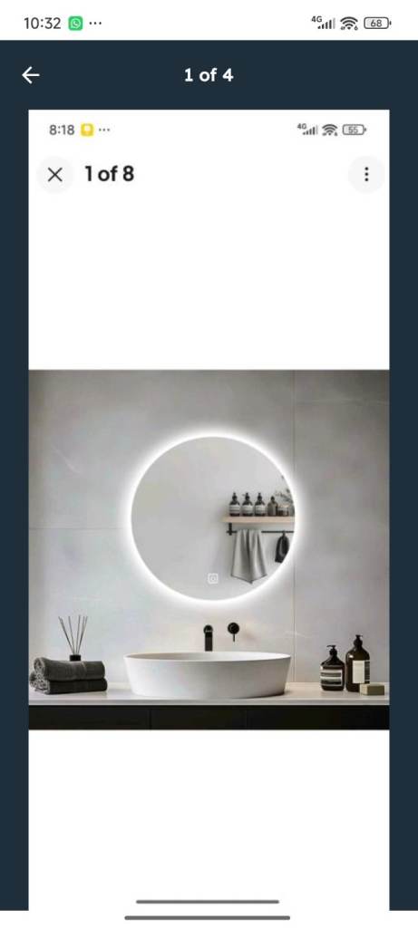 50x 50cms Round Led Light bathroom vanity Mirror