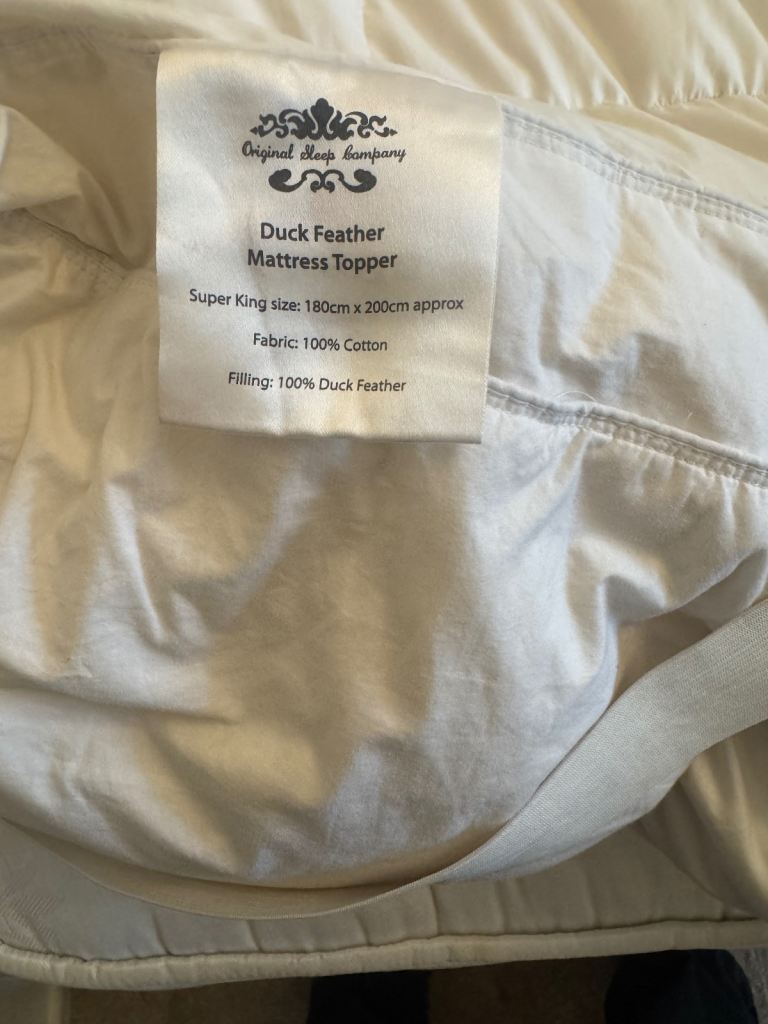 Original Sleep Company superking duck feather mattress topper