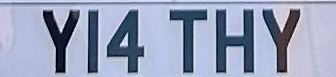 Personalised Number Plate (Y14THY)