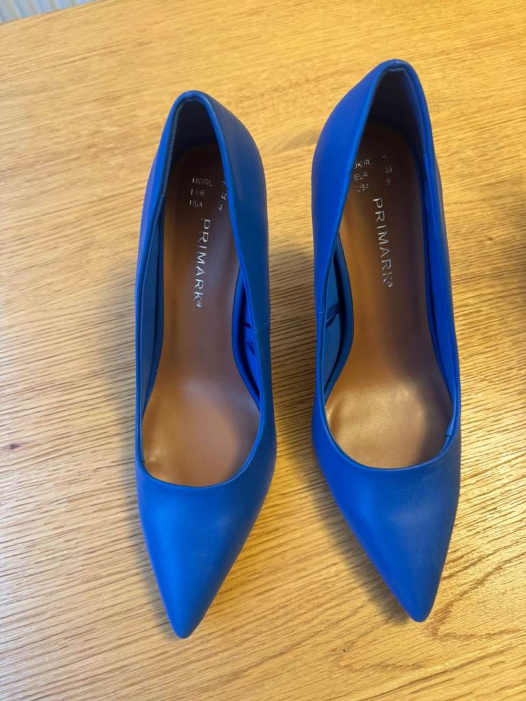💙New Ladies Blue Stiletto Heel Shoes Pumps By Primark Size UK 7/ EU 40BNWT💙