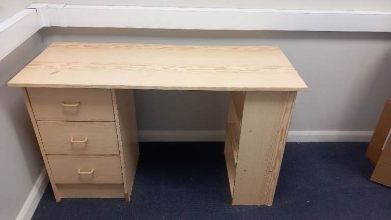 Small Desk with 3 Drawers and 3 Shelves - FREE TO COLLECTOR