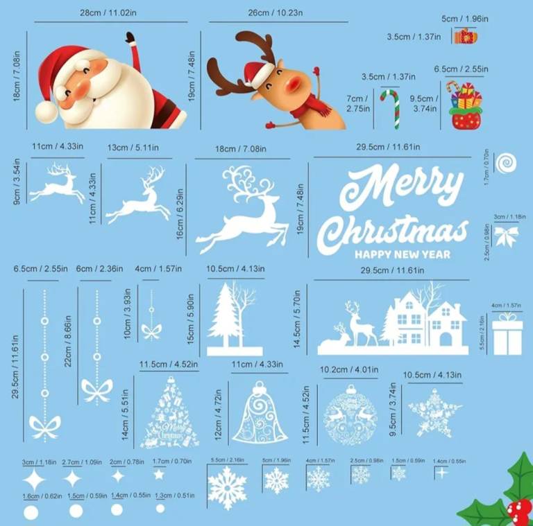 Bnip 197 Pieces Window Stickers Christmas Window Clings