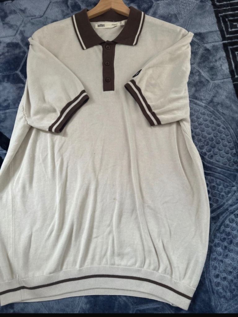 Outfitter Brand New Polo Shirt – White with Brown Trim