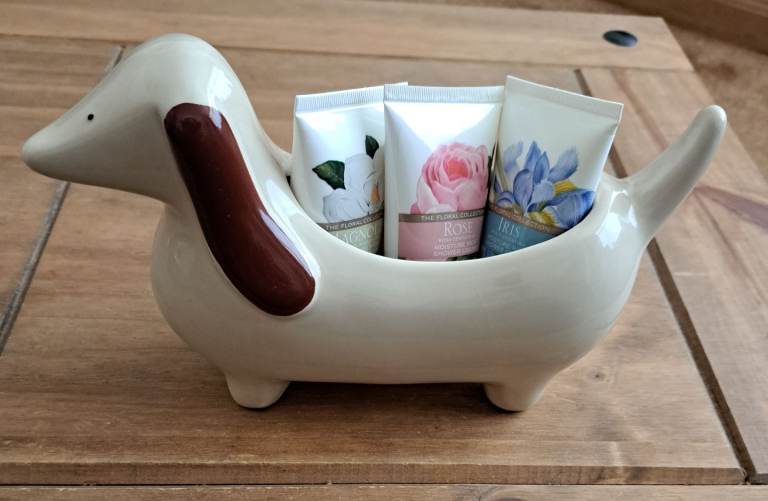 Dog Ornament with New Shower Creams