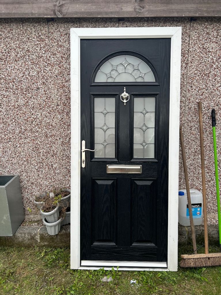 Composite Front Door with Frame – Black, As Good As New
