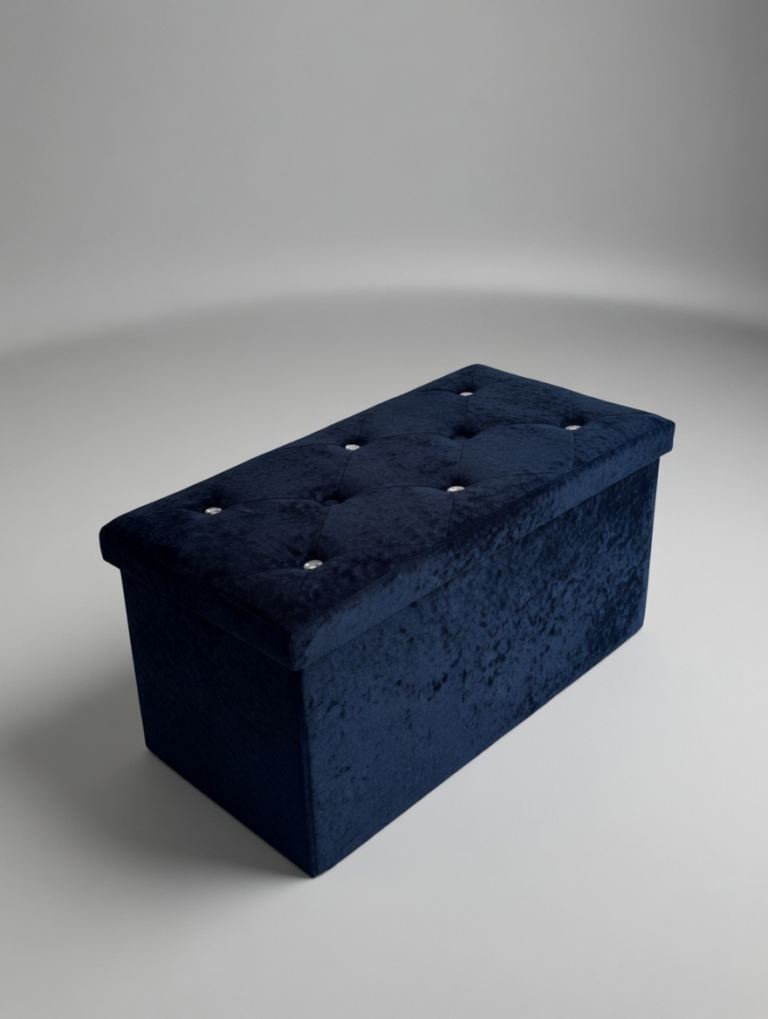 Crystal Studded Ottoman storage box