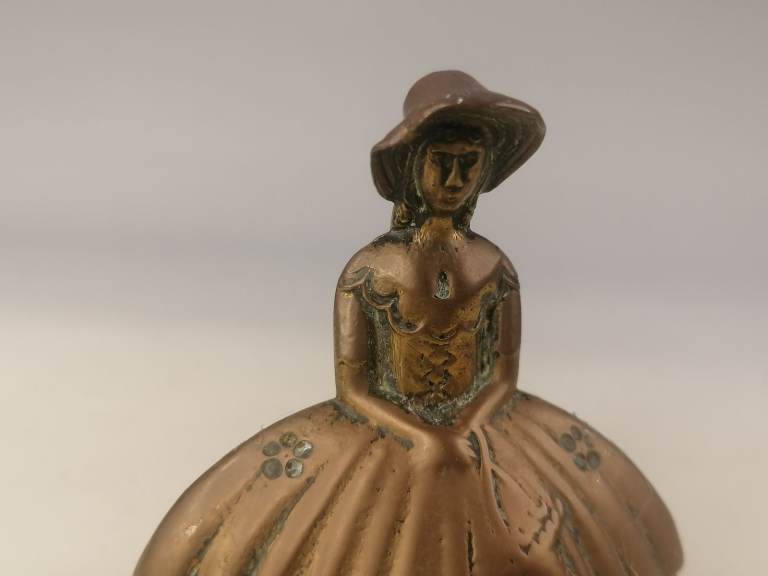 Old, Vintage Brass Victorian Maid Woman With Bell. As seen. Measurements in my add.