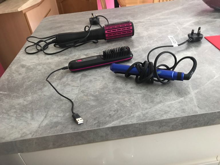 Variou electric hair styling 2 brushes 1 tongs 