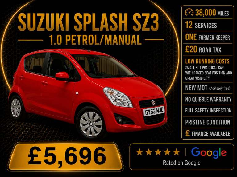 2013 Suzuki Splash 1.0 SZ3 5dr HATCHBACK Petrol Manual