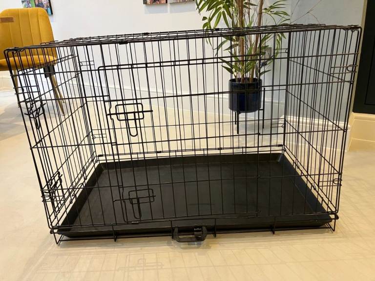 FurDreams 36" Black Metal Dog Crate with Front and Side Doors
